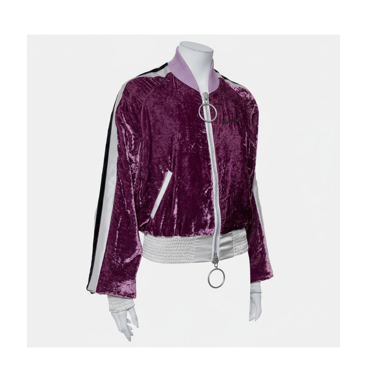 Pre-Owned Off-White Women's Purple Crushed Velvet Zipper Front Bomber Jacket