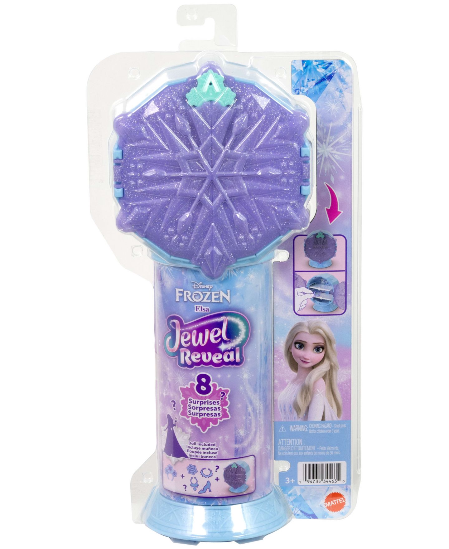 Детская кукла Disney Princess Elsa Jewel Reveal Surprise Fashion Doll, Ages 3+ — фото 6