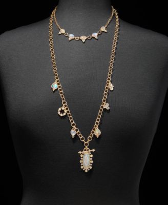 Two-Row Stone Pendant Necklace