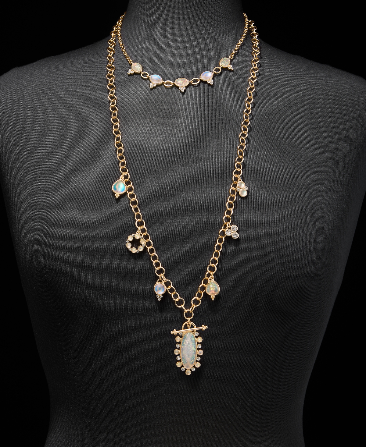 lonna & lilly Two-Row Stone Pendant Necklace