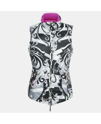 Women's Purple/black Printed Nylon Down Vest