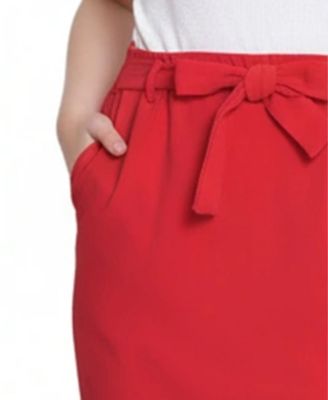 Petite Slim Belted Scuba Crepe Skirt