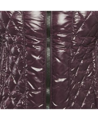 Women's Purple Synthetic Short Biker Jacket