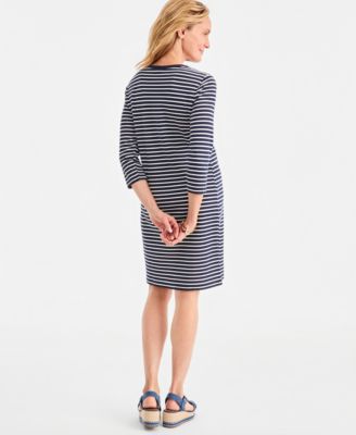 Women's Striped Boat-Neck Knit Dress