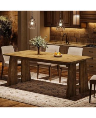 70.87" Dining Table for 6-8, Solid Wood Rectangle Kitchen Table with Heavy-Duty Legs, Modern Kitchen and Dining Room Furniture
