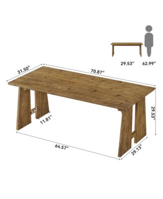 Solid Wood Executive Desk, 70.9-Inch Long Office Computer Desk with Sturdy Wooden Legs, Farmhouse Workstation