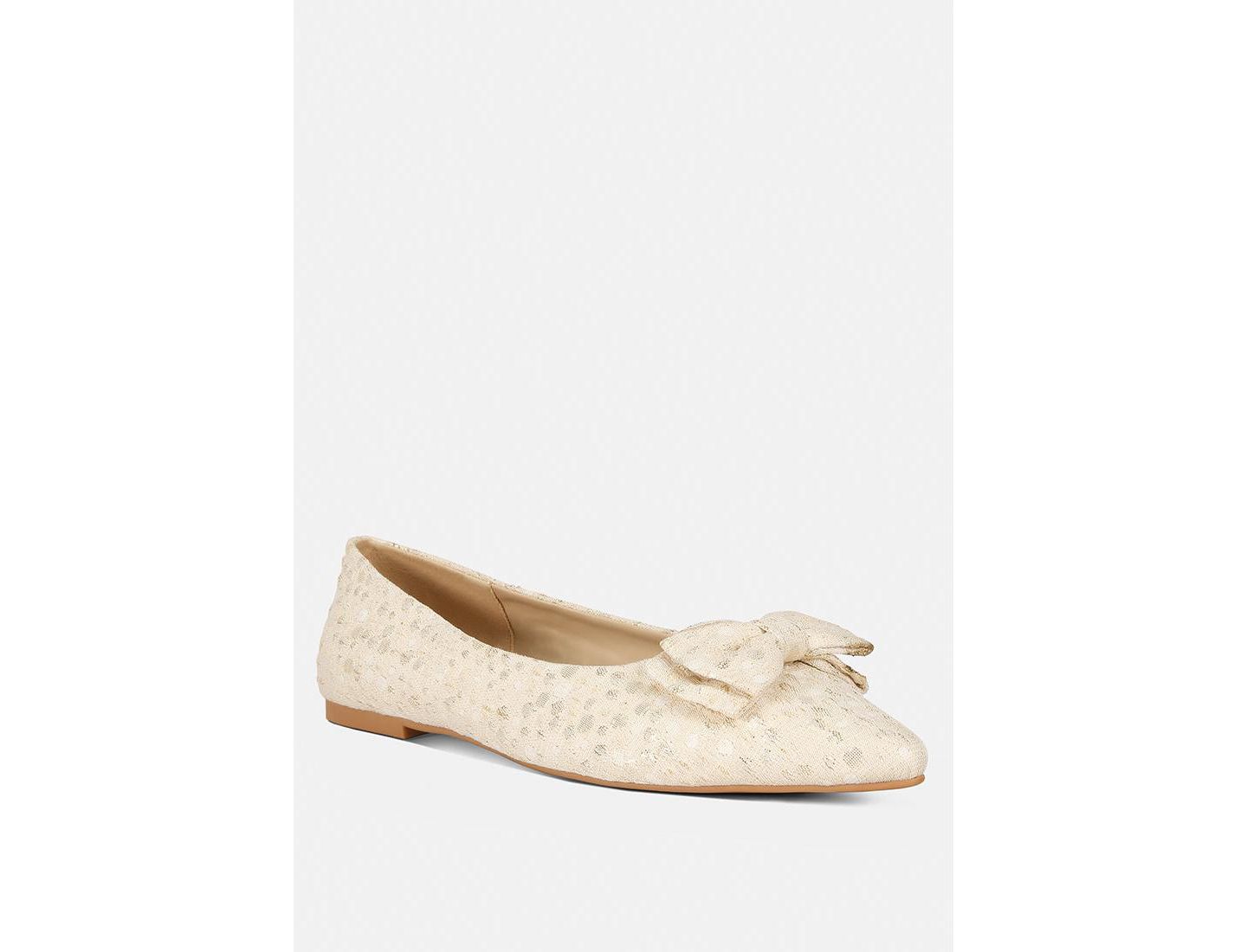 Женские балетки London Rag Cicely jacquard bow embellished ballet flats, цвет: Светлый бежевый — фото 3