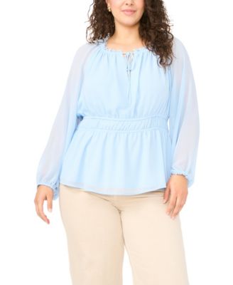 Plus Size V-Neck Long-Sleeve Top
