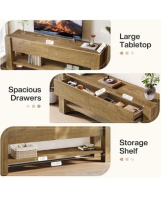 63" TV Stand for TVs up to 75-Inch, Entertainment Center with 2 Drawers and Open Storage Shelves, Media Console Television Stands