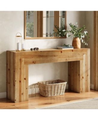 Solid Wood Console Table for Living Room, 62.99-Inch Farmhouse Entryway Table Indoor for Foyer, Hallway