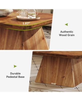 Vintage Solid Wood Coffee Table, 31.5" Square Coffee Table for Living Room, Classic Living Room Center Tables, Brown