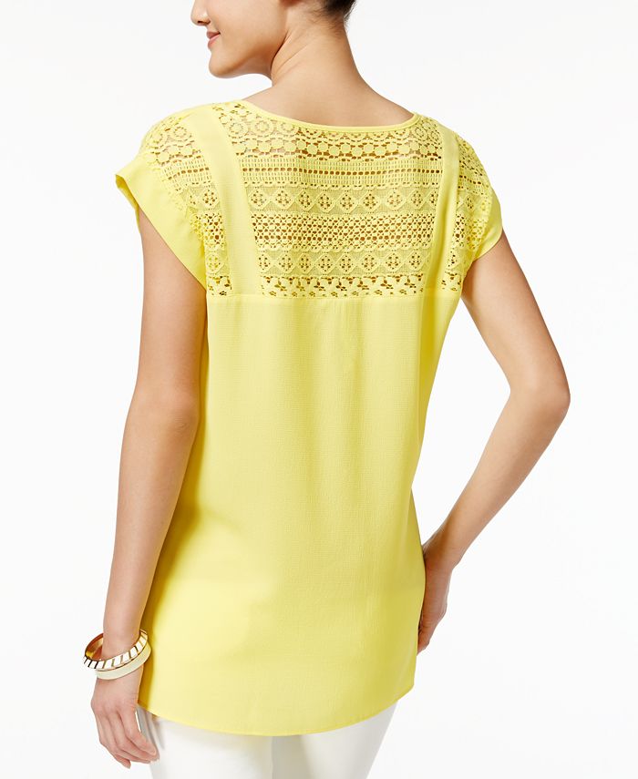NY Collection ShortSleeve LaceYoke Top Macy's