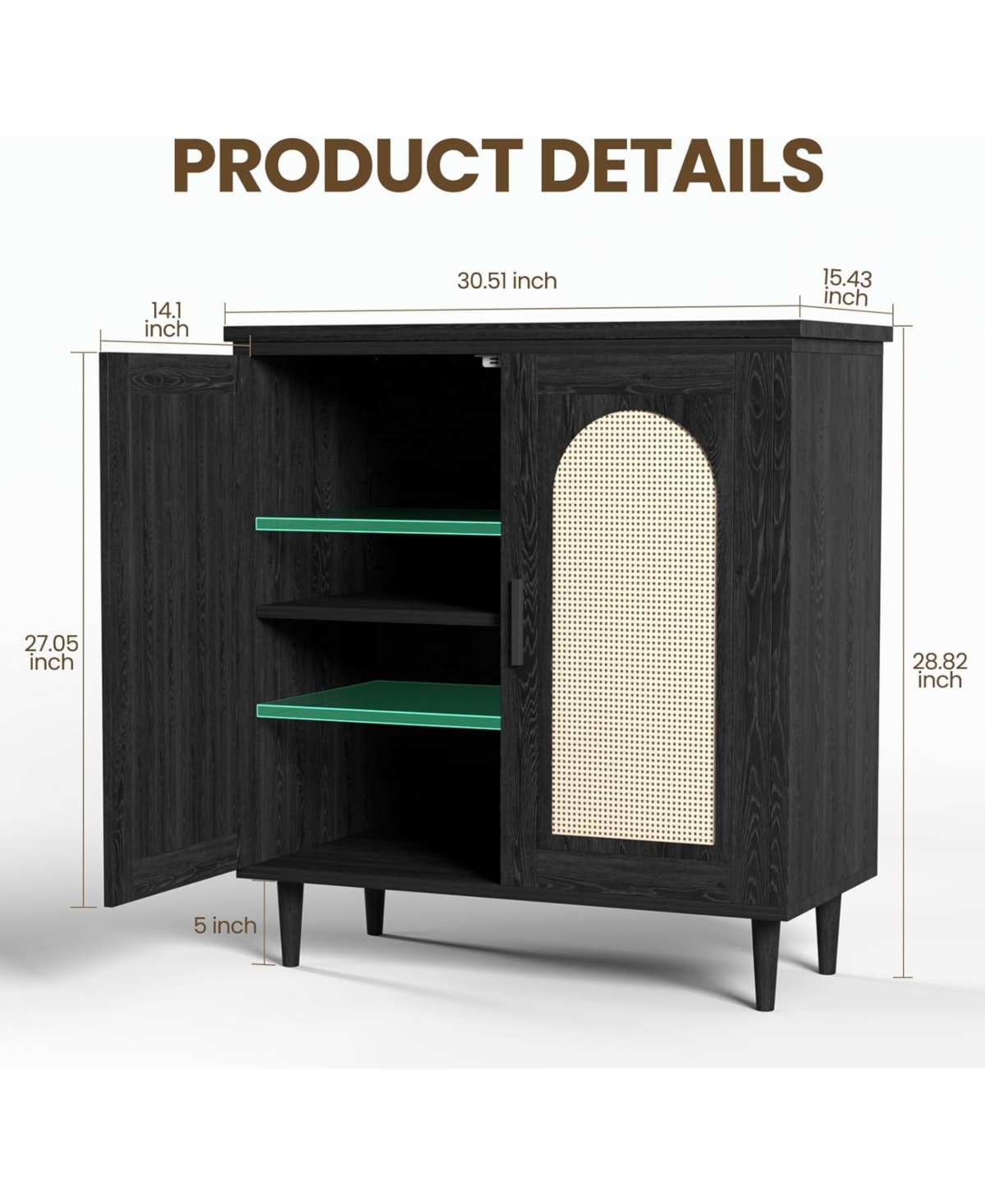 gaomon Set of 2 Rattan Sideboard Buffet Cabinet with Doors, Farmhouse Kitchen Storage Adjustable Shelf