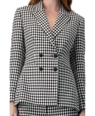 Women's Double-Breasted Houndstooth Blazer