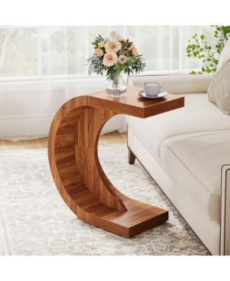 C-Shaped End Table Set of 2, Side Table for Couch Sofa Living Room Bedroom Small Space, Nightstand