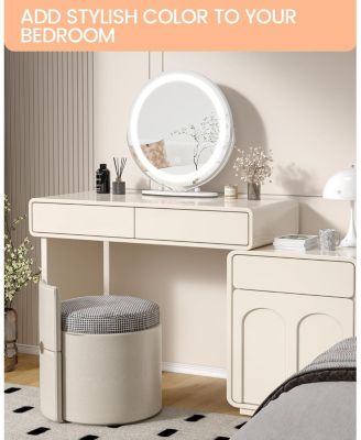 19 in Vanity Mirror with Led Lights, Large Round Makeup Mirror with Touch Control and 3 Color Lighting Modes