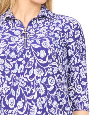 Petite Printed Collared Neck Shift Dress