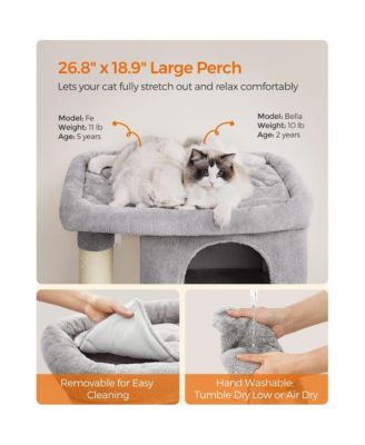 39.8-Inch Cat Tree with Large Perch and 2 Cat Caves, Scratching Posts, Anti-Tip Kit, Indoor Use