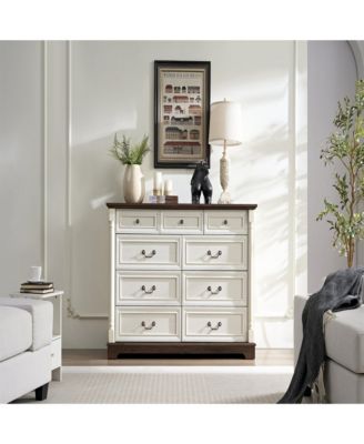 9 Drawer Dresser Chest with Wooden Base, Wooden Rustic Rustic Chest of Drawers, Storage Dresser