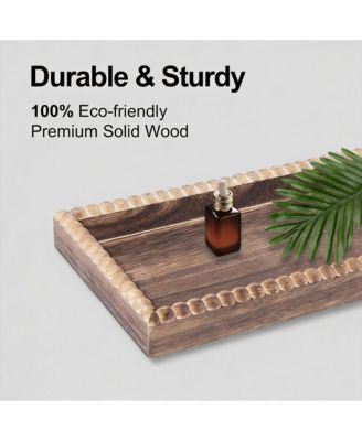 Wooden Beaded 2-Tier Bathroom Organizer for Cosmetics and Coffee