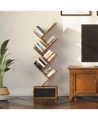 7-Tier Rustic Tree Shelves, Space-Saving, Sturdy Design, Easy Assembly, Multi-Use