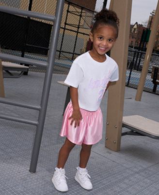 Girls' Toddler 2T-4T Flowy Durasheen Crewneck T-Shirt and Shorts, 2-Piece Set