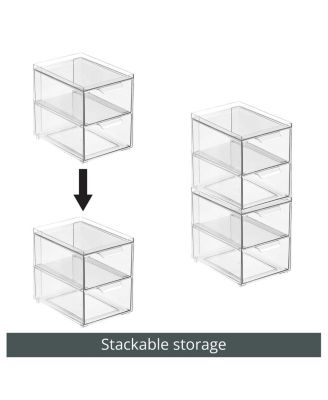 2-Drawer Stackable Organizer for Kitchen or Pantry - Set of 2 - Clear