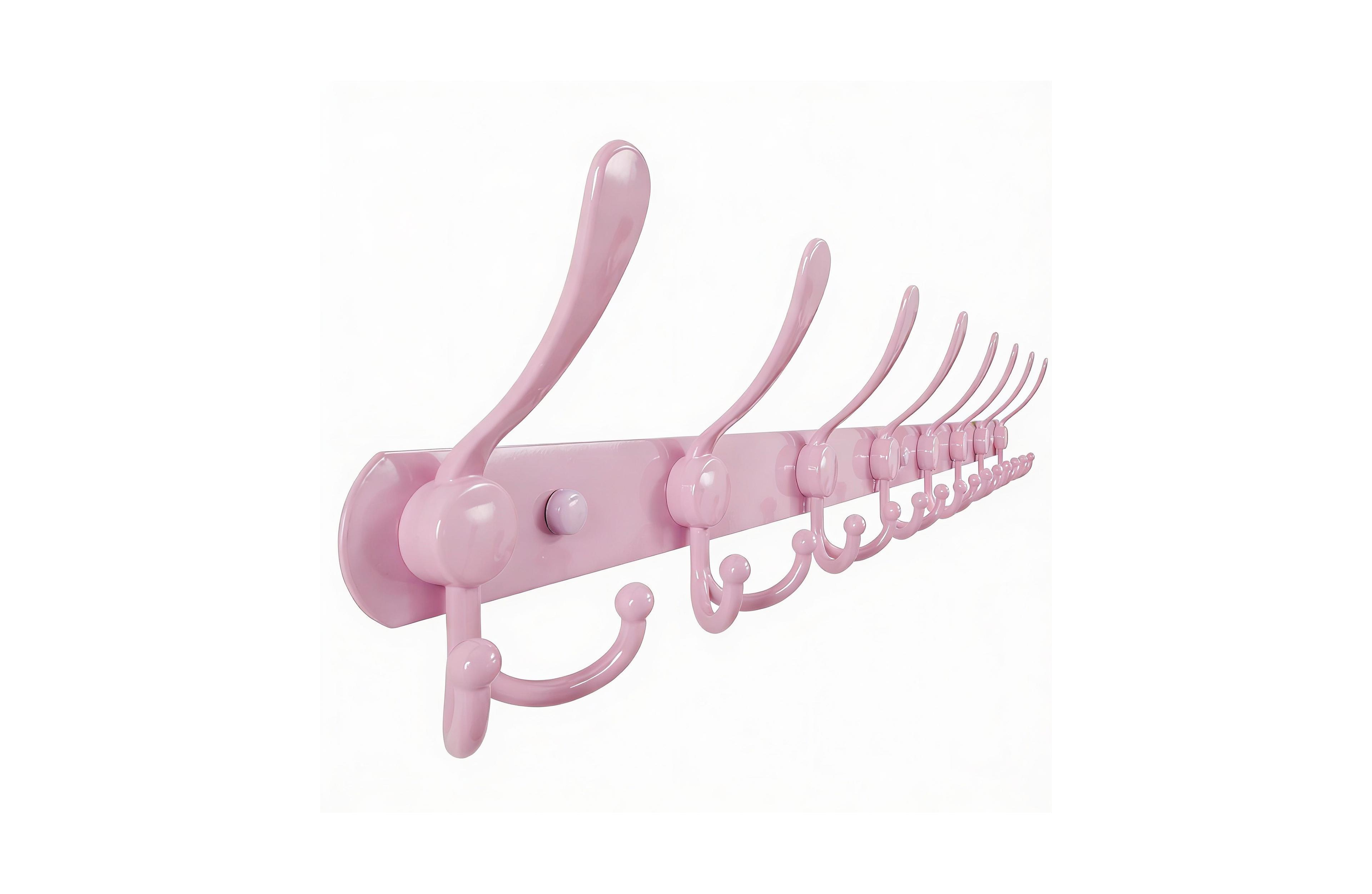 Yigii Heavy Duty 29.5" Long 8-Triple Hooks Coat Rack, Pink