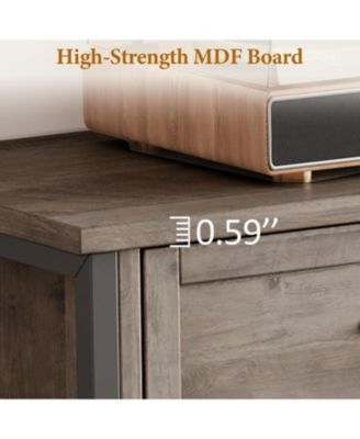 Large TV Stand for 70-75 Inch TVs, Mid Century Modern Entertainment Center with 4 Drawers & 2 Open Shelves, Grey