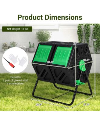 Dual Chamber Compost Tumbler Outdoor Rotating Chamber Compost Bin 34.5 Gallon