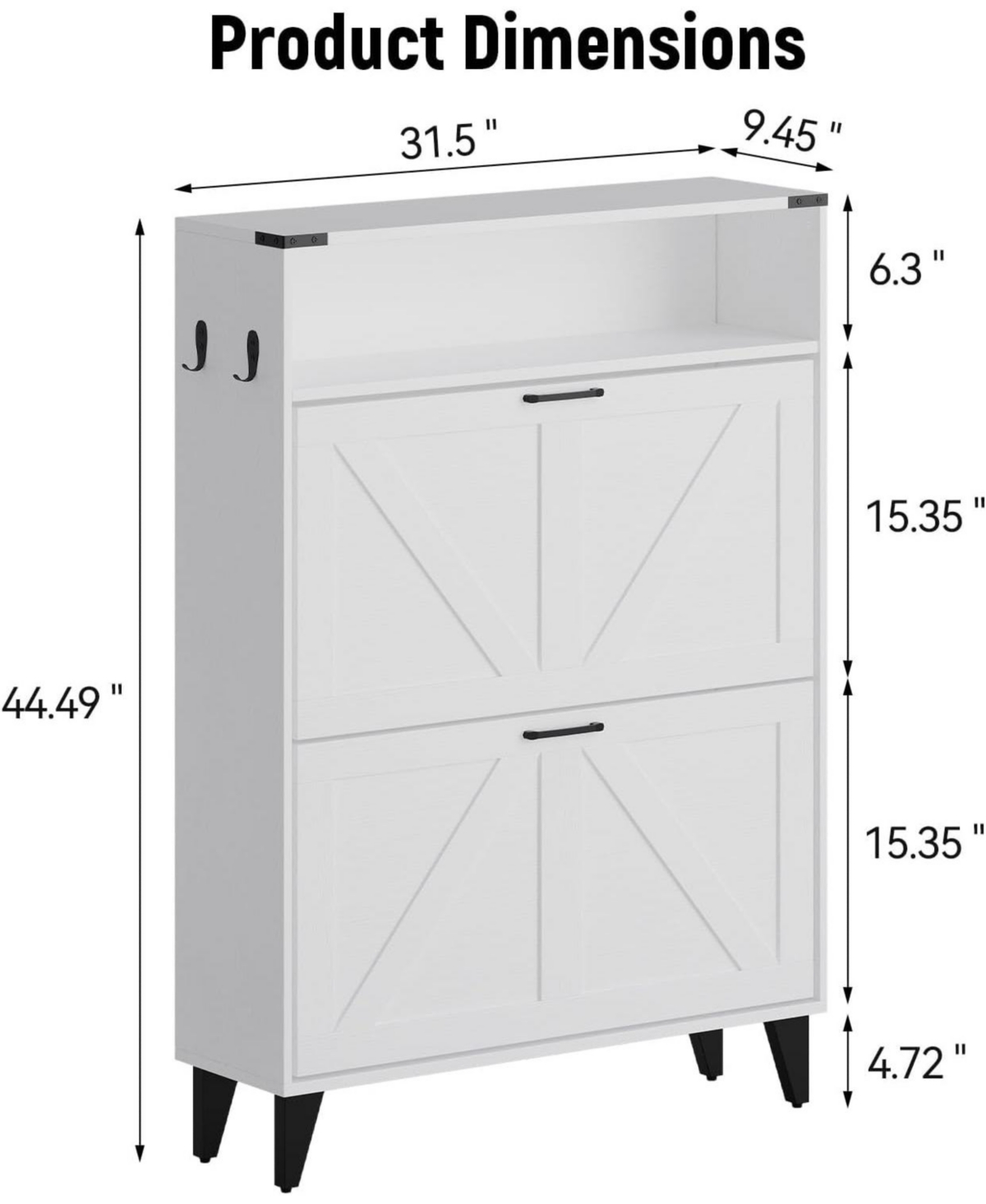gaomon Shoe Cabinet with 2 Flip Drawers, Farmhouse Narrow Shoe Organizer with Adjustable Shelf.