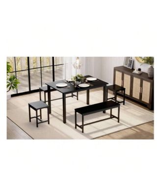 Kitchen Table 63 Inch 5 Piece Extendable Dining Table Set For 4 To 8 Modern Space Saving Kitchen Table
