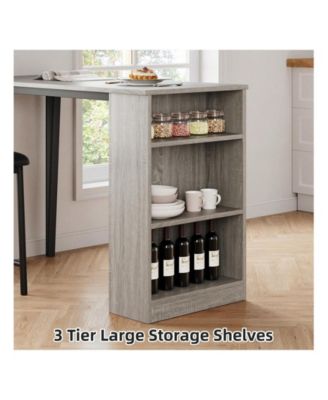 Kitchen Table 3Piece 36in Wooden Counter Height Dining Table Setfor Dining Room, Home Office, Living Room