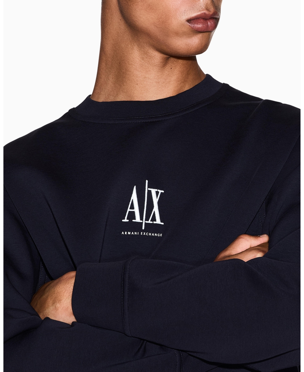 A|X Armani Exchange Men's Icon Logo Fleece Crew Neck Sweatshirt