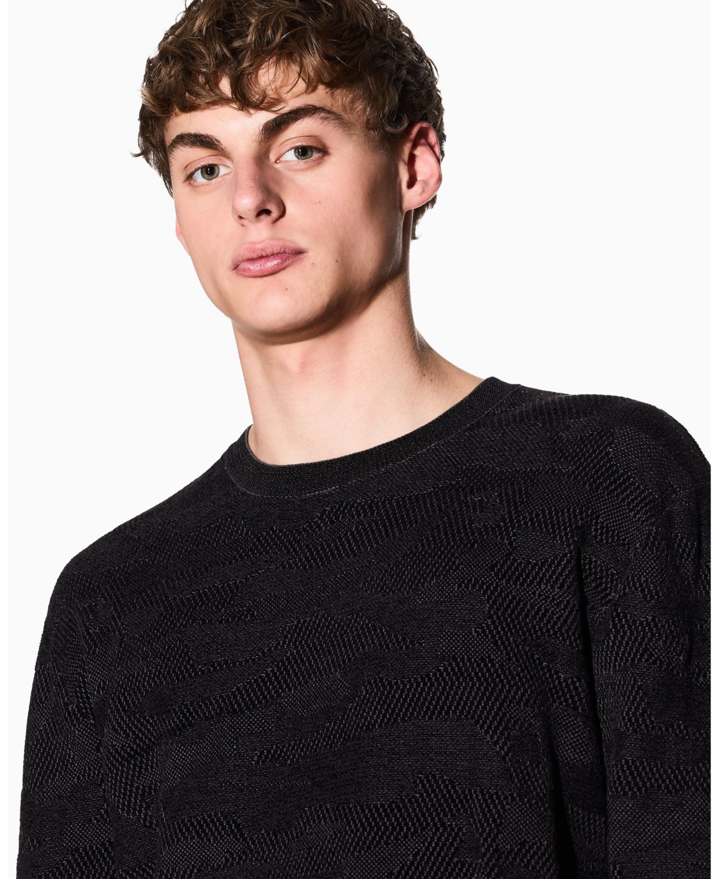 Мужской свитер A|X Armani Exchange Jacquard Camouflage Mercerized Cotton, цвет: Чёрный — фото 11