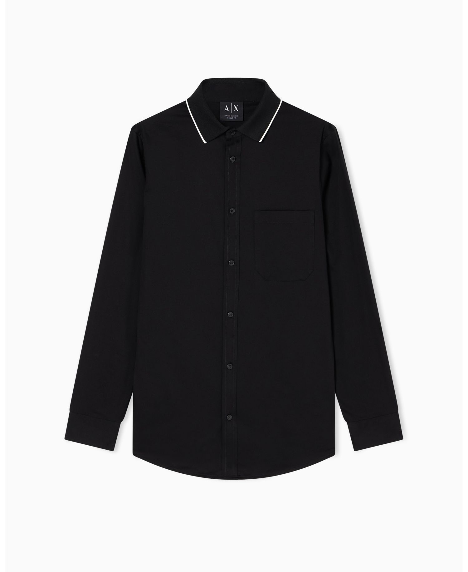 Men's Long Sleeve Rib Collar with Tipping Shirt