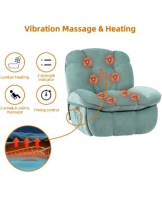 Oversized Swivel Power Recliner Chair, Modern Massage Rocker Recliner Chairs with Heated, USB-C Ports and Side Pocket