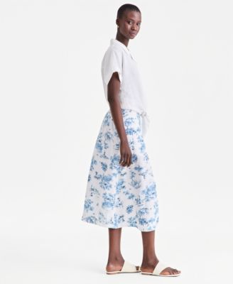 Women's 100% Linen Midi Skirt