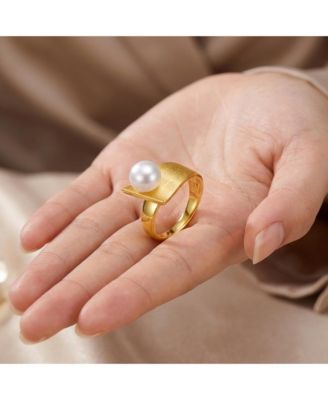 Chic 14K Gold Plated Genuine Freshwater Pearl Statement Ring