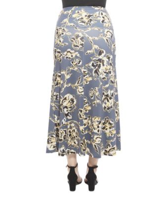 Women's Floral Elastic Waist A-Line Maxi Skirt