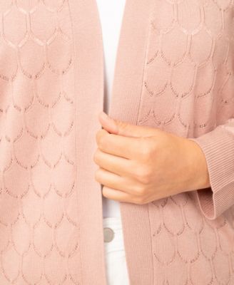 Plus Size Geometric Stitch Flyaway Open Front Cardigan