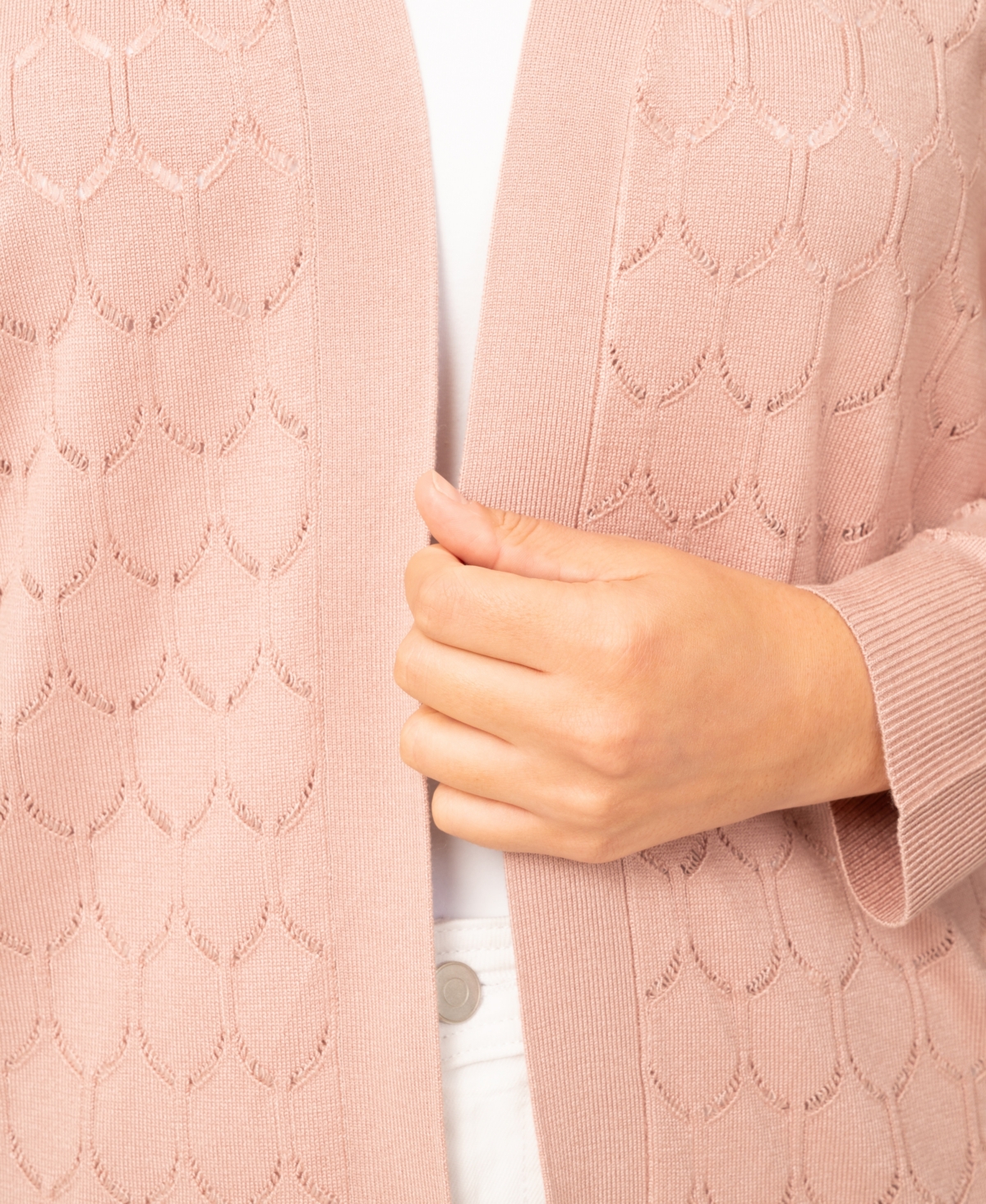 Melissa Paige Plus Geometric Stitch Flyaway Open Front Cardigan, Macy's Exclusive