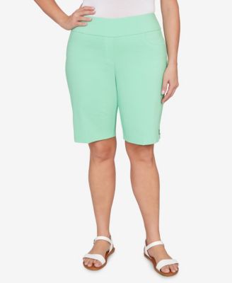Plus Size Solid Tech Stretch Bermuda Shorts