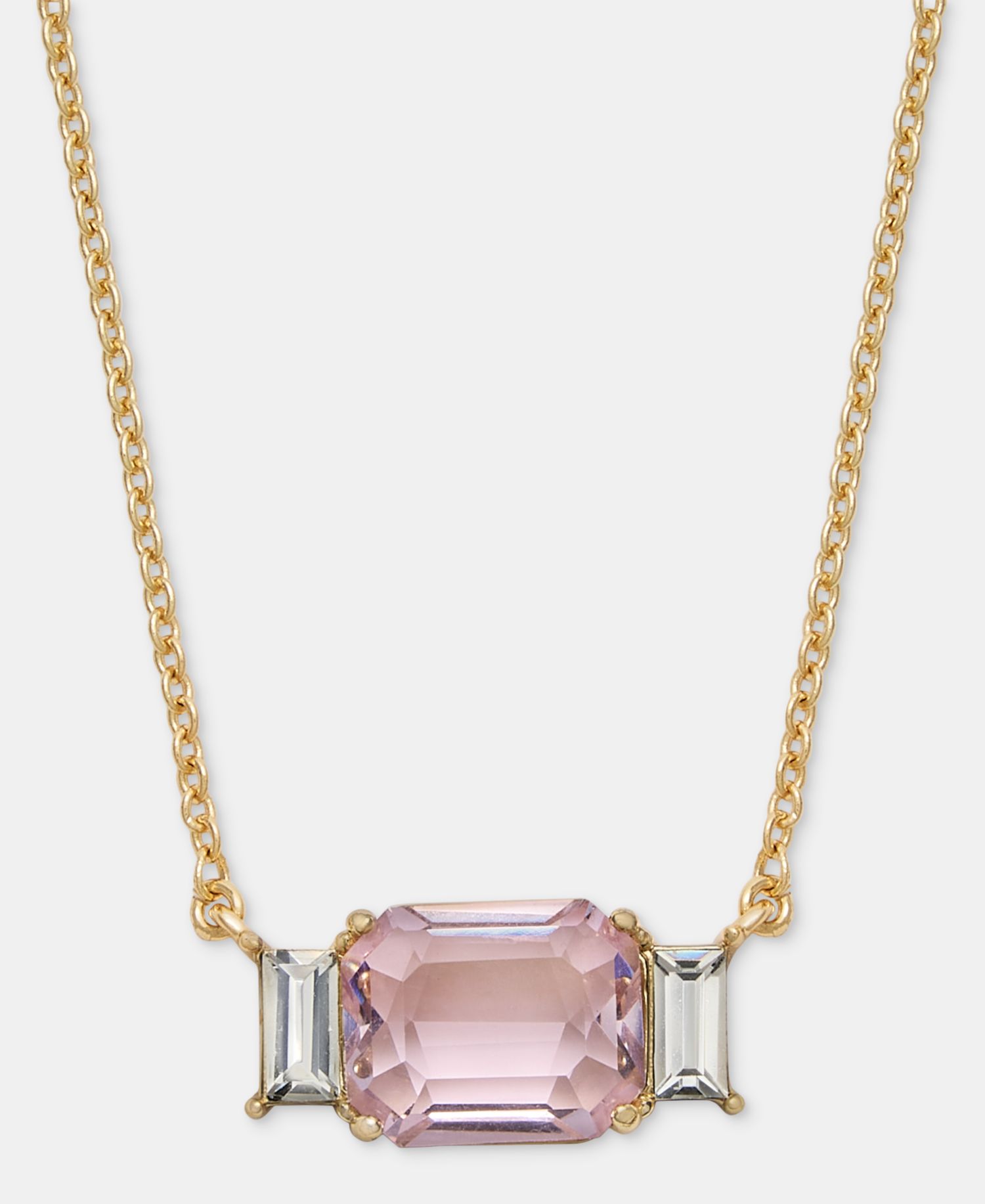 Gold-Tone Boxed Blue Stone Pendant Necklace