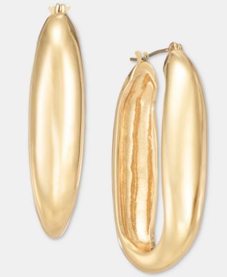 Gold-Tone Puffy Link Hoop Earrings