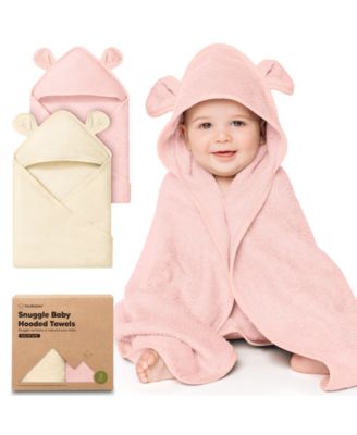2pk Snuggle Baby Towels with Hood for Newborn Girls, Boys, Toddlers, Soft & Absorbent Hooded Baby Bath Towels