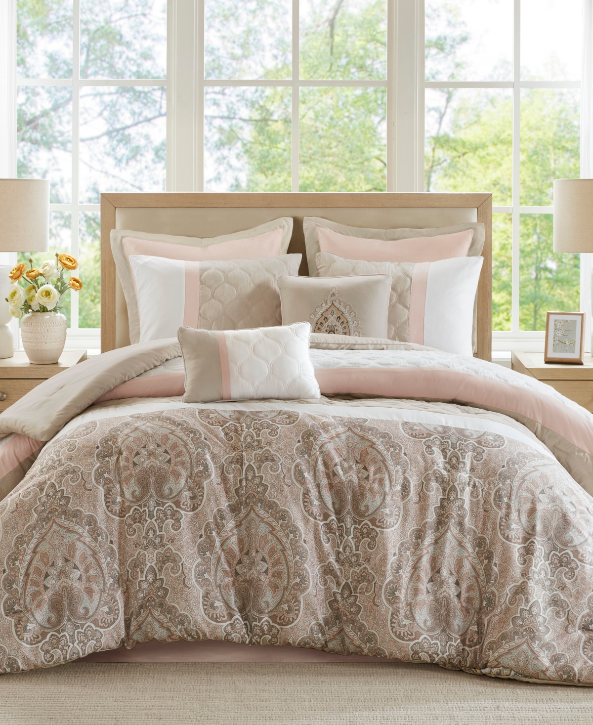 510 Design Josefina 8-pc. Midweight Embroidered Comforter Set, One Size, Pink