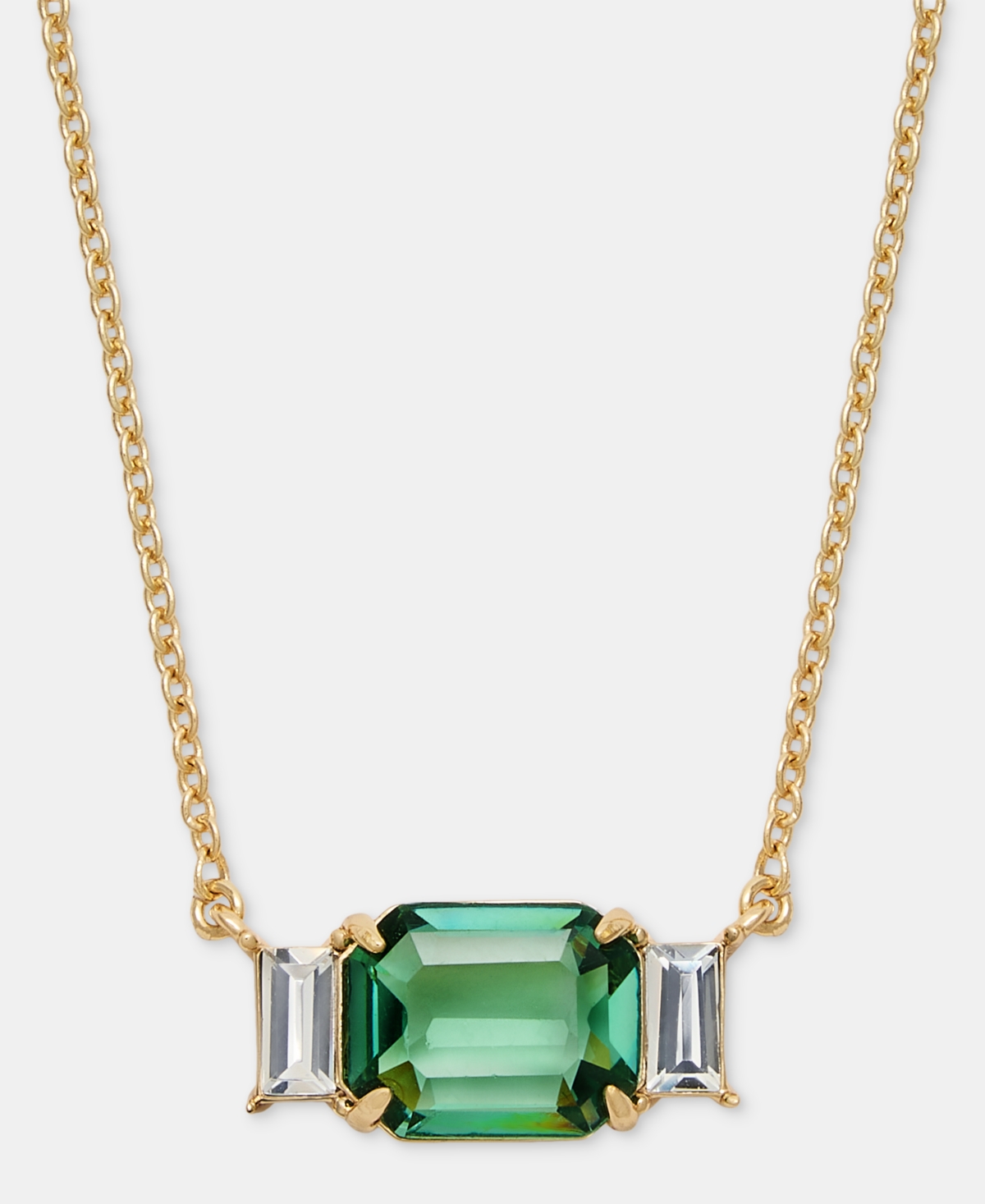 Lauren Ralph Gold-Tone Boxed Blue Stone Pendant Necklace