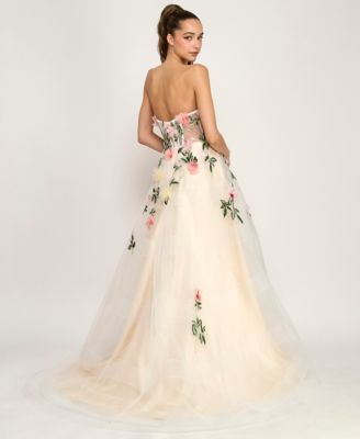 Juniors' Strapless Illusion Ball Gown