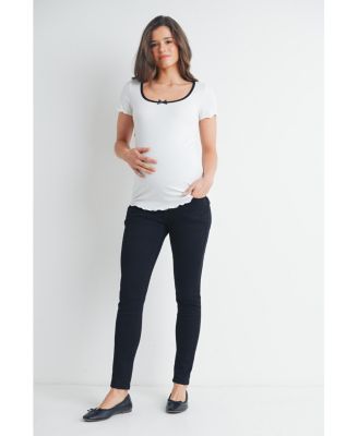 Maternity Women  s Printed Flutter Cap Sleeve V-Neck Top